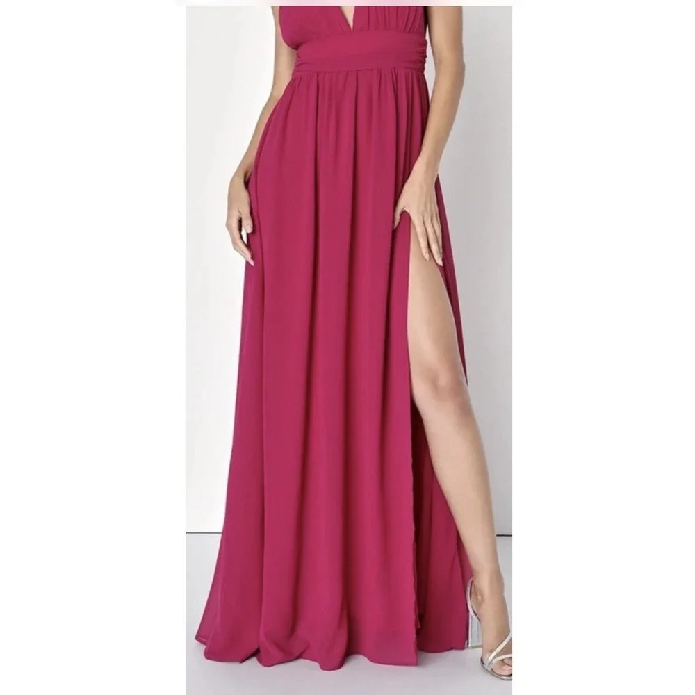 LULUS Size Plus 3X Heavenly‎ Dark Magenta Pink Maxi Dress Sleeveless Chiffon